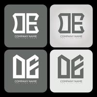 OE polygon, hexagon, flat and simple letter logo set in one artboard. OE minimalist and classic logo. vector