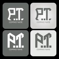 PT polygon, hexagon, flat and simple letter logo set in one artboard. PT minimalist and classic logo. vector