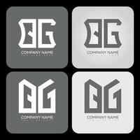 QG polygon, hexagon, flat and simple letter logo set in one artboard. QG minimalist and classic logo. vector