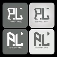 PL polygon, hexagon, flat and simple letter logo set in one artboard. PL minimalist and classic logo. vector