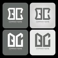 QC polygon, hexagon, flat and simple letter logo set in one artboard. QC minimalist and classic logo. vector