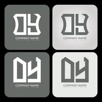 OY polygon, hexagon, flat and simple letter logo set in one artboard. OY minimalist and classic logo. vector