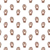 Seamless pattern with animal paws on white background, paw print, cat, dog, kitty, puppy vector