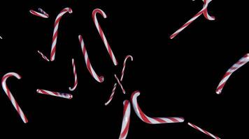 Abstract 3D striped swirl candy cane falling horizontal backgrounds Merry Christmas event New Year festive greeting card blank space glitter defocused dof social media content wallpaper animation loop video