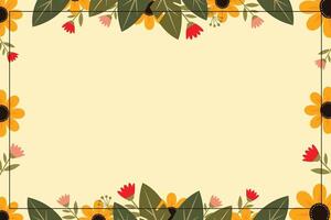 flowers and leaves boarder frame flat illustration vector