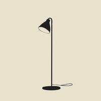 Silhouette of a minimalist floor lamp with an angled head and slim body vector