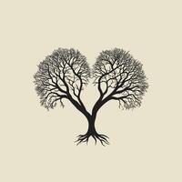 Silhouette with intertwined branches forming a heart shape vector