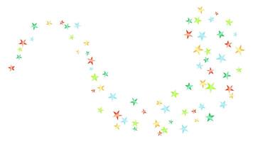Glitter shiny multicolor star with curve swirl line illustration on background vector