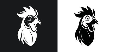 Silhouette Design of Rooster and Chicken in Monochrome vector