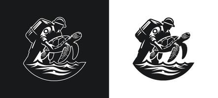 Turtle image in silhouette illustration style. vector
