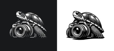 illustration of a Turtle with a Camera Silhouette vector