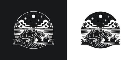 Turtle shadow art design. vector