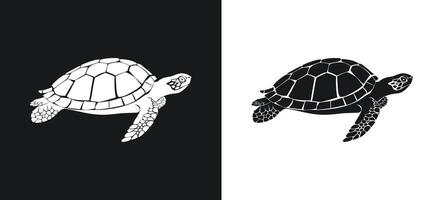Turtle outline figure in art form. vector