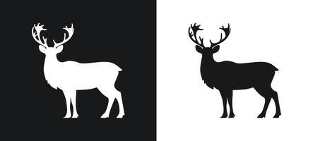 Reindeer silhouette in black and white art vector