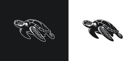 Turtle in sleek silhouette illustration. vector