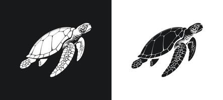 Lovely cartoon turtle design in silhouette form. vector