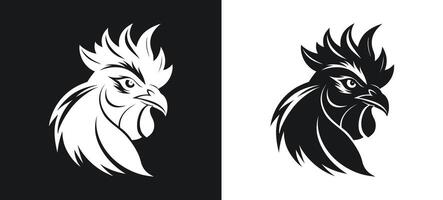 Black and White Silhouette Design Featuring Rooster Chicken vector
