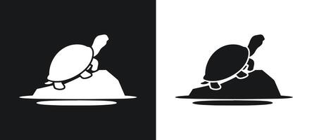 Silhouette of a turtle in minimalist art. vector