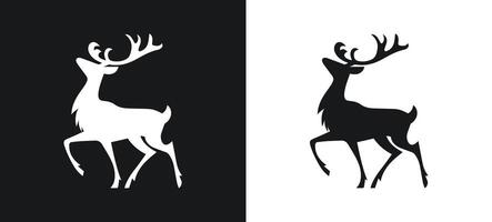 Reindeer illustration with a black and white silhouette vector