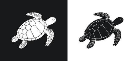 Graphic design of a turtle in silhouette. vector