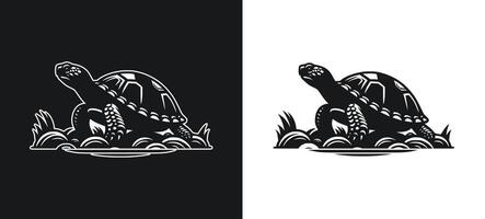 Turtle shadow artwork design. vector