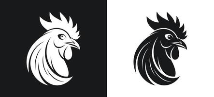 Monochrome Rooster Chicken Silhouette Design vector