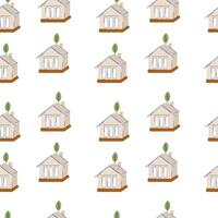 Pattern of small houses with greenery on a white background showcasing a simple design vector