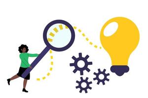 Exploring creativity through innovation and problem solving with a magnifying glass vector
