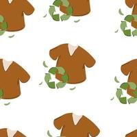 Brown shirts with recycling symbols and green elements on white background design vector