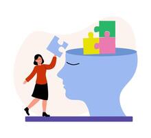 Understanding the mind through puzzle pieces in a creative illustration vector