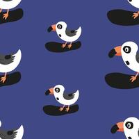Cute cartoon birds on a deep blue background in a playful pattern design vector