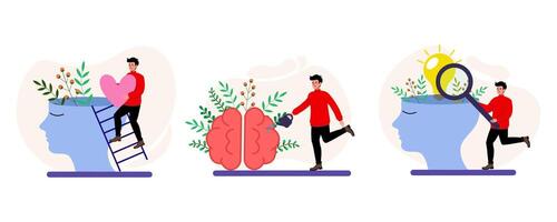 Understanding mental health through self-care and growth techniques for personal well-being vector