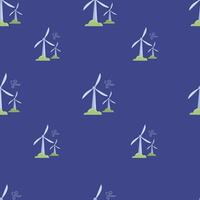 Wind turbines on a blue background create a modern and eco-friendly pattern vector