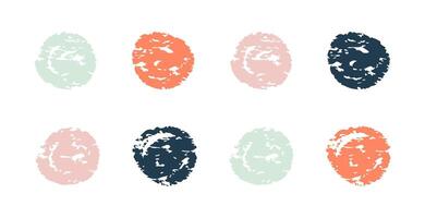 Chalk hand drawn color circle highlight. Doodle pastel charcoal round frame, spiral. Kids curves. Crayon stylish design element by pen or pencil. vector