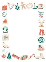 Greeting Card with Christmas Collection Elements Frame vector