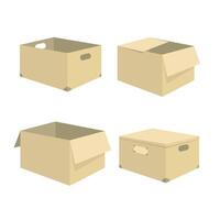 Collection of Empty Cardboard Boxes with Lid and Handles vector