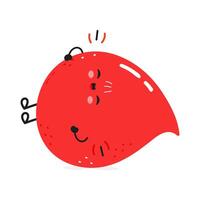 Cute cartoon illustration of a smiling Blood drop character. hand drawn cartoon kawaii character illustration icon. Isolated on white background. Blood drop character concept vector