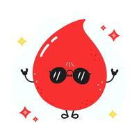 Cute Blood drop character with sunglasses and playful text Life with a bone. hand drawn cartoon kawaii character illustration icon. Isolated on white background Blood drop character concept vector