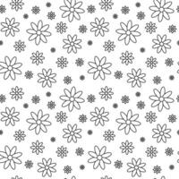 Floral Seamless Pattern. Black contour flower silhouettes, isolated on a white background. Simple geometric shapes. Backgrounds, wallpapers, surface design, textile, fabric, print, papers, web,napkins vector