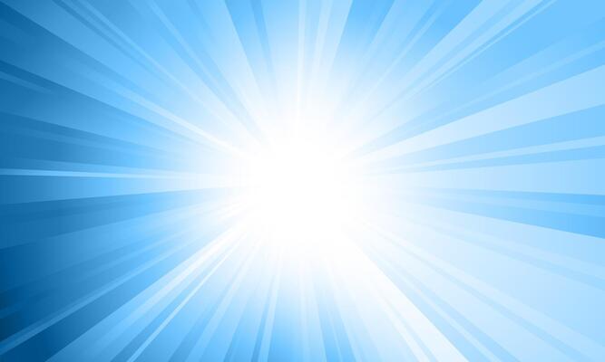 Blue sunburst pattern background. Radial rays bright shine.