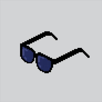 Pixel art illustration Dark Glasses. Pixelated Dark Eyewear. Dark Black Glasses Eyewear icon pixelated for the pixel art game and icon for website and game. old school retro.