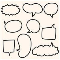 Hand drawn callout clouds With illustration style doodle and line art vector