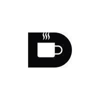 abstract and simple logo of letter D with coffee cup vector