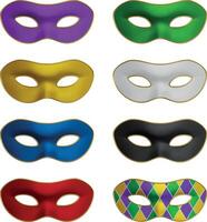 set of colorful carnival masks. collection of realistic mardi gras masks vector
