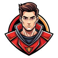 a cartoon avatar of a man in a red and black uniform vector