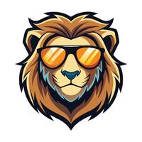 lion head with sunglasses on a white background vector