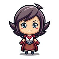 a cartoon character of a girl with long hair and a red cape vector
