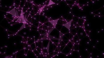 Network or digital connection, data transmission. An abstract weave of moving glowing dots and lines. Technological background wallpaper in 4K. video