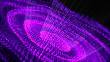 Wavy particle animation that looks like a magical jellyfish in space. Wavy shapes with rays of light passing through them.Violet pink abstract galaxy flower. video