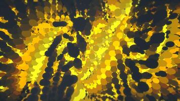 Magical abstract background with particles of different yellow and black colors. Artistic background with rotating particles, incredible shape with interesting movement. video